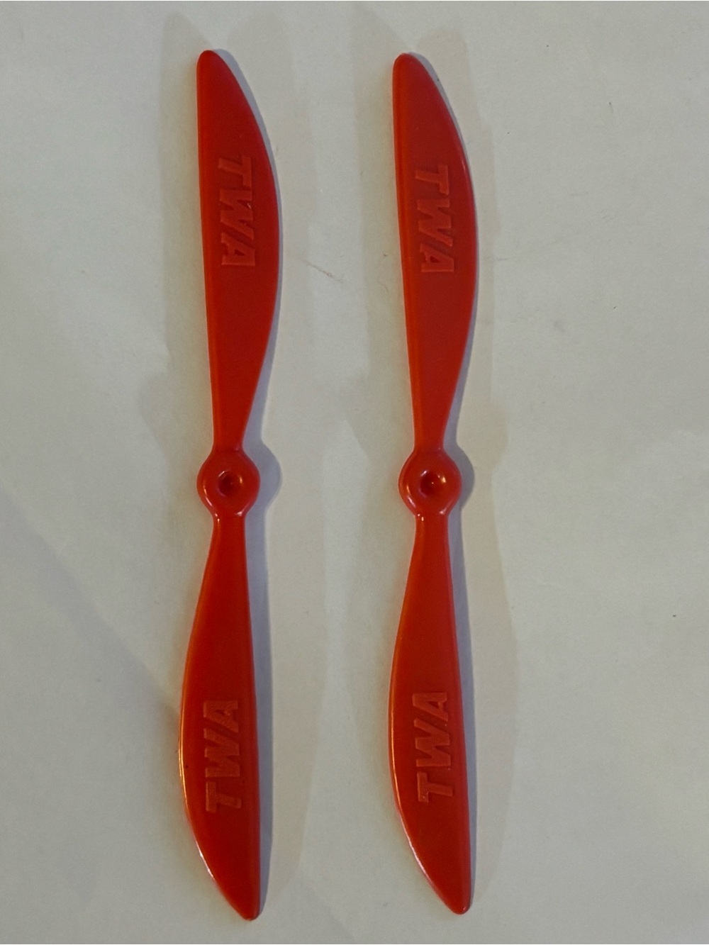 Vintage Red TWA Branded Plastic Propeller Cocktail Swizzle Sticks Pair